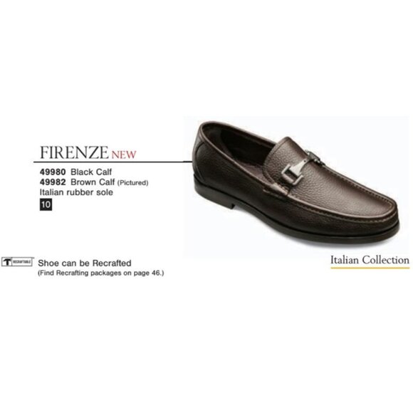 Allen Edmonds Italy Firenze Dress Shoes Men 9 Brown Pebble Grain Calf Bit Loafer - Picture 7 of 13